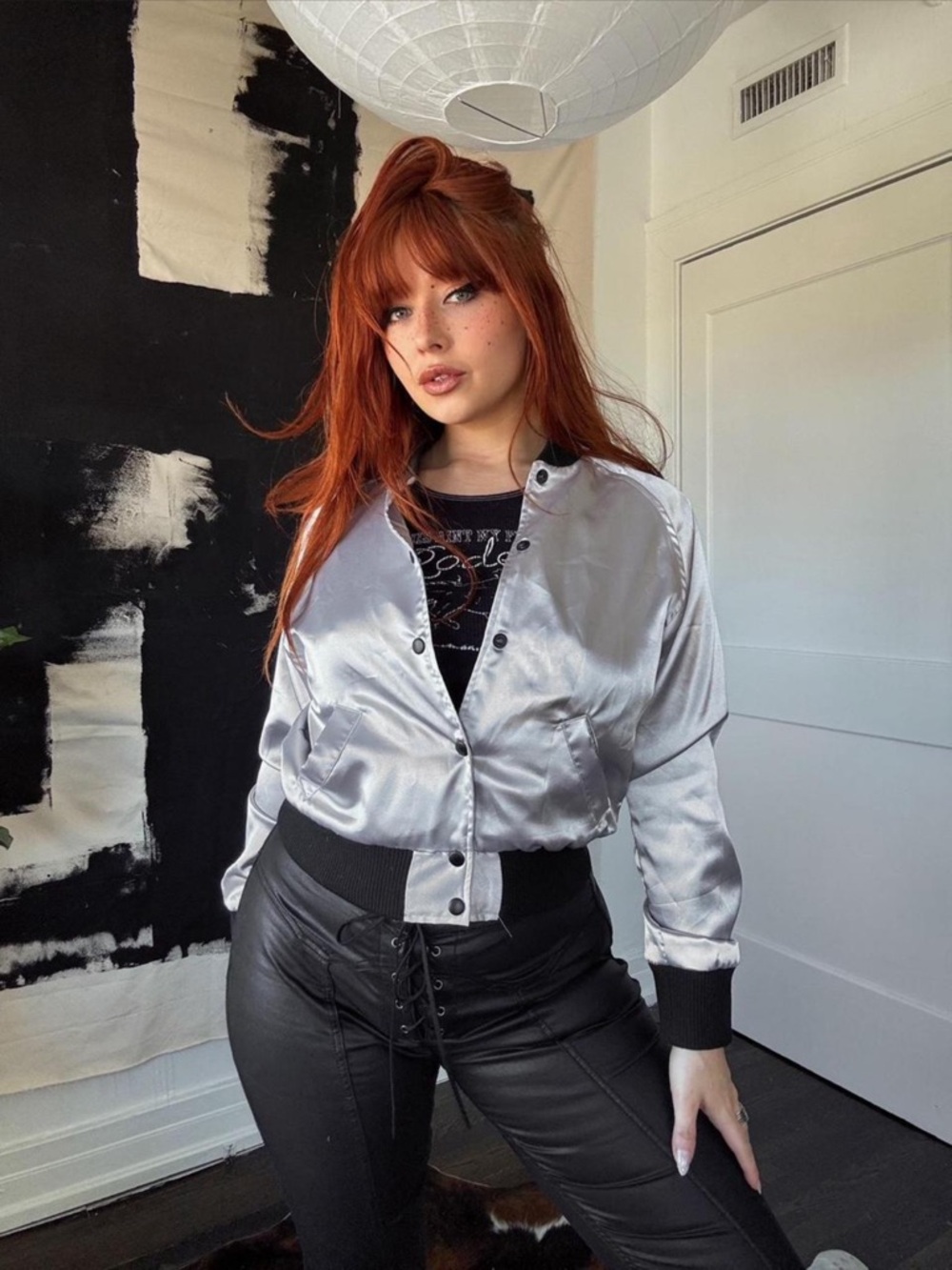 Silver horseshoe bomber jacket